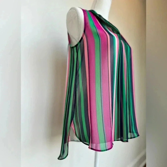 Anne Klein Women's Sleeveless Sheer Stripe Blouse Size 4 - Picture 7 of 7